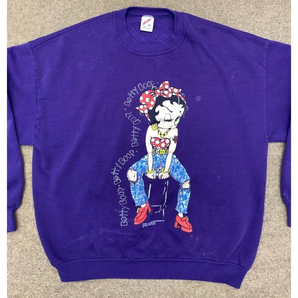 Vintage Betty Boop Sweatshirt Adult XL 1994 Barstool Rosie Graphic Jerzees USA - Picture 2 of 11